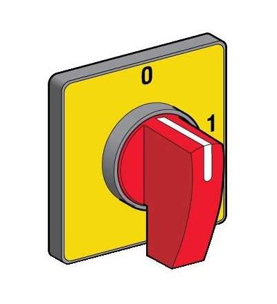 KCG3H Ovl. hlavice 45x45mm, žlutá barva, červená rukojeť, O, I, Schneider Electric