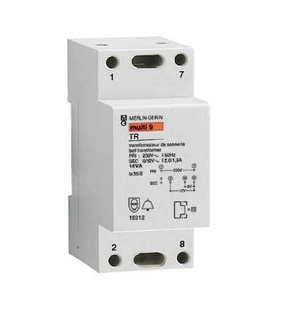 15216 Modulární zvonkový transformátor, 230 V 50..60 Hz, výstup 8..12 V, 8 VA, Schneider Electric
