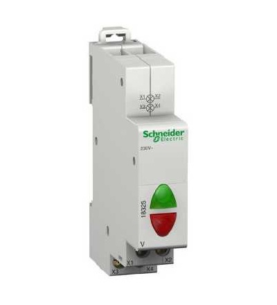 18325 Mod. dvojitá signálka V, integrovaná LED, 1 zelená a 1 červené, 110..230 V, Schneider Electric