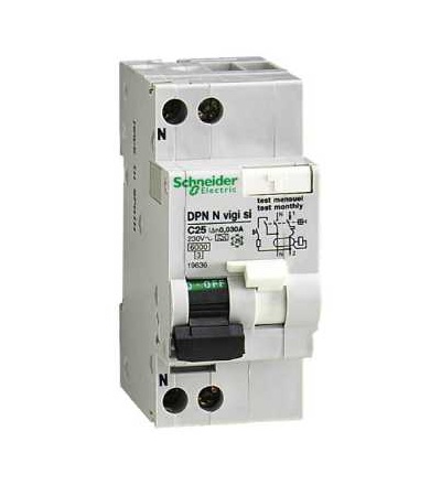 19636 Modulární jistič DPN N Vigi si, 1p+N, 25A, char. C, 30mA, Schneider Electric