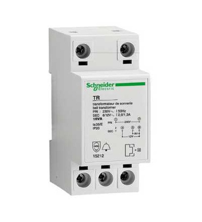 15213 Modulární zvonkový transformátor, 230 V 50..60 Hz, výstup 8..12 V, 4 VA, Schneider Electric