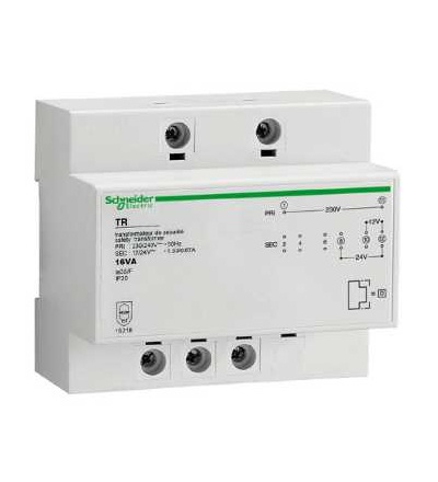 15222 Modulární bezp. transformátor, 230 V 50..60 Hz, výstup 12..24 V, 63 VA, Schneider Electric