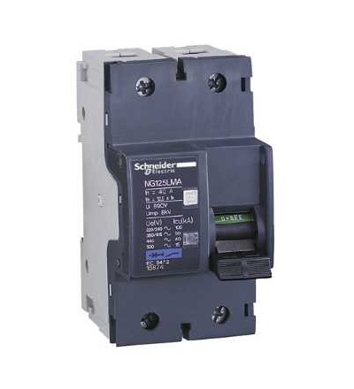 18873 NG125, jistič, NG125LMA, 2p, 25A, char. MA, Schneider Electric