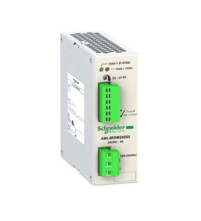 ABL4RSM24050 Regulovaný spínaný zdroj, 1 nebo 2 fáz., 120..230 V AC, 24 V, 5A, Schneider Electric