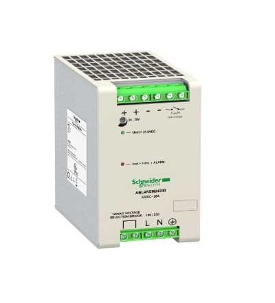 ABL4RSM24200 Regulovaný spínaný zdroj, 1 nebo 2 fáz., 120..230 V AC, 24 V, 20A, Schneider Electric