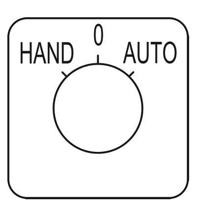 KZ18434 štítek pro vačkový spínač HAND-O-AUTO, 45x45mm, Schneider Electric