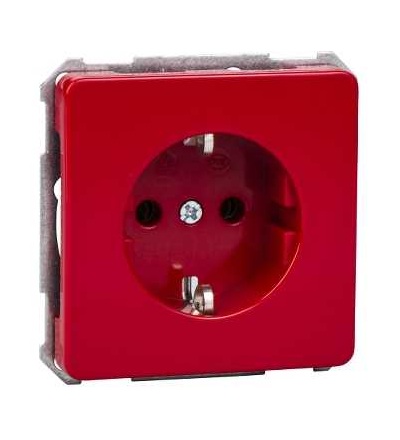 215009 ELSO, socket outlet, flush, side earth, 16A, screw terminals, red, Schneider Electric