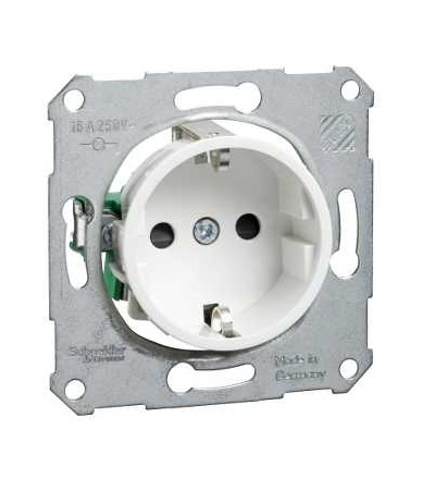 225214 Zásuvka 16A/230V pro centrální desku, dětské clonky, čistě bílá, Schneider Electric