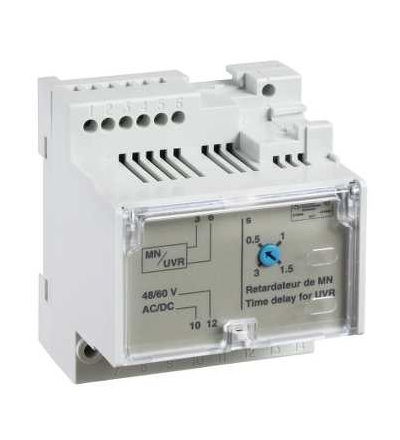 33680 Nastavitelná časové relé pro napěťová spoušť MN, 48/060 V AC/DC, Schneider Electric