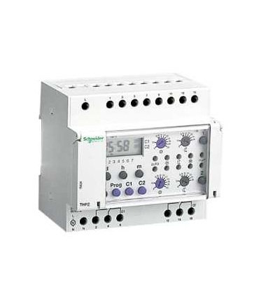 15834 Acti 9, THP2, programovatelný termostat, 2 zóny, +5 °C až+30 °C, Schneider Electric