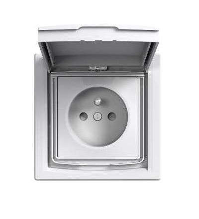 EPH2800321 ASFORA zásuvka jednonásobná IP44, clonky, bílá, Schneider Electric