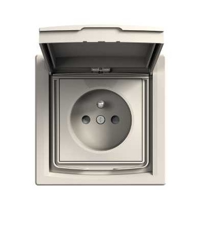 EPH2800323 Asfora, zásuvka 2p+PE, clonky, 16A, IP44, krémová, Schneider Electric