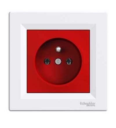 EPH2800421 Asfora, zásuvka 2p+PE, 16A, bílá/červená, Schneider Electric