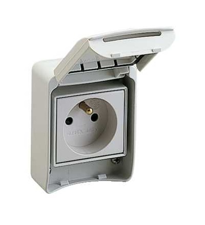81140 Pratika průmyslová zásuvka-světle šedá-2p+E-10/16A-French-IP 55-povrchová, Schneider Electric