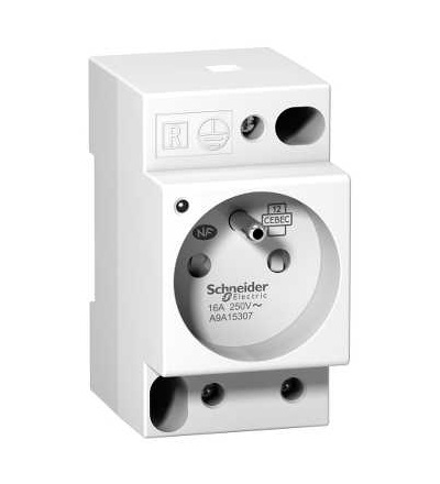 A9A15307 DIN zásuvka iPC -2p+E -16A, 250VAC, NFC15100, FR standard se signalizací, Schneider Electric