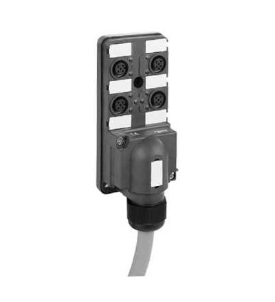 ABE9C1241L05 IP67 pasivní rozbočovač, kabel 5m, s 4 kanály M12 konektor, LED, Schneider Electric