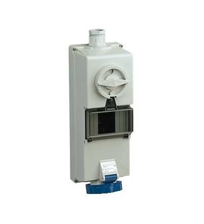 82754 Blokovaná zásuvka Isoblock, 16A, 2p+E, 200...250 V AC, IP65, nástěnná, Schneider Electric