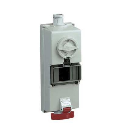82757 Blokovaná zásuvka Isoblock, 16A, 2p+E, 380...415 V AC, IP65, nástěnná, Schneider Electric