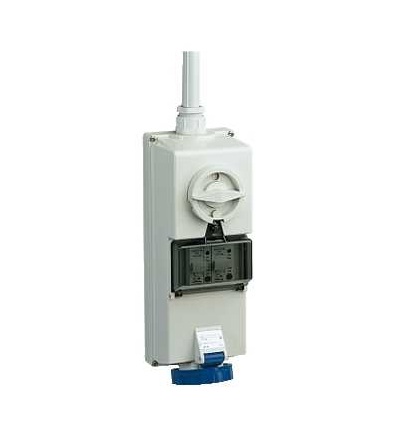 83354 Blokovaná zásuvka Isoblock, 16A, 2p+E, 200...250 V AC, IP65, nástěnná, Schneider Electric