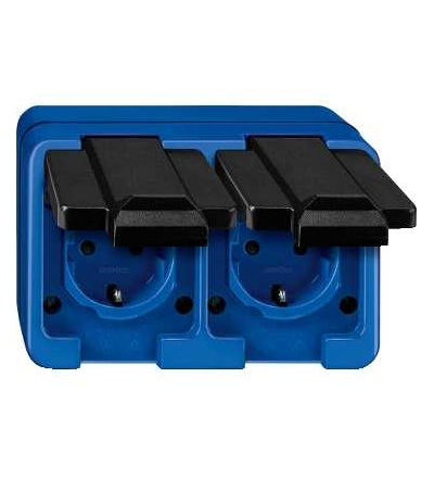 229275 Schuko dvojitá zásuvka 250V, 16A, modrá anti-vandal provedení, Schneider Electric