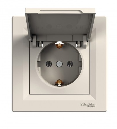 EPH3100123 Asfora, zásuvka schuko s víčkem, 16A, krémová, Schneider Electric