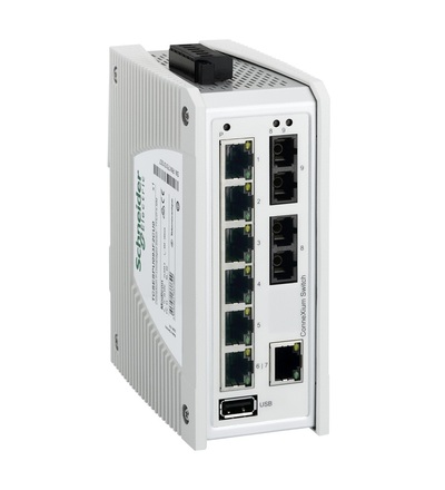 TCSESPU093F2CU0 ConneXium Premium, Unmanaged Switch - 7TX/2FX-MM, Schneider Electric