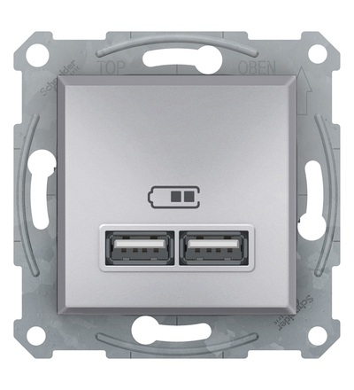 EPH2700261 2xUSB nabíjecí konektor 2.1A, alu, Schneider electric