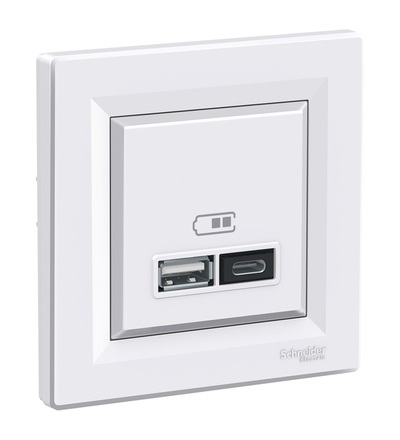 EPH2700321 2xUSB nabíjecí konektor A+C 2.4A, bílá, Schneider electric