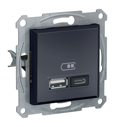 EPH2700371 2xUSB nabíjecí konektor A+C 2.4A, antracit, Schneider electric