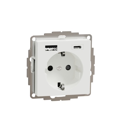 MTN2367-0325 Zásuvka Schuko 230V s USB A+C konektory 3A, System-M, active, Schneider electric