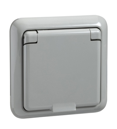 225041 Zásusvka SCHUKO s víčkem IP44, šedá, Schneider Electric