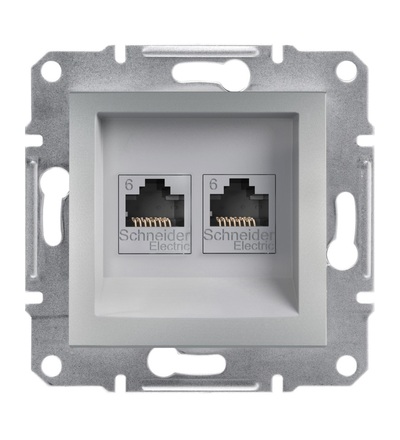 EPH4800161 Zásuvka datová 2xRJ45, kat.6 UTP, alu, Schneider electric