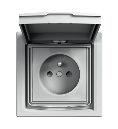 EPH2800361 Zásuvka 2P+PE, clonky, IP44, alu, Schneider electric