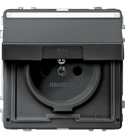 MEG2612-7214 Aquadesign IP44 zásuvka s klapkou 250V, 16A, antracit, Schneider Electric