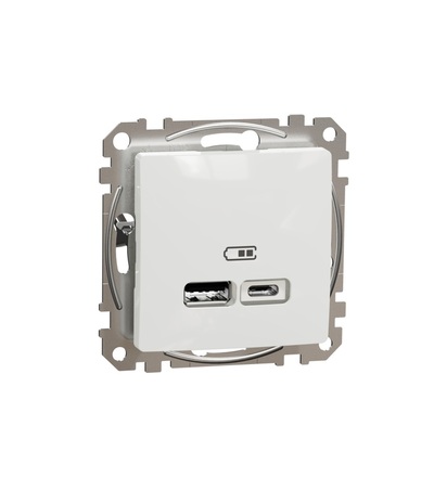 SDD111402 Dvojitá USB A+C nabíječka 2.4A, Bílá, Schneider electric