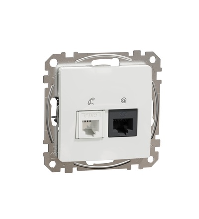 SDD111468 Datová zásuvka RJ45 kat.6 UTP + telefonní RJ11, Bílá, Schneider electric