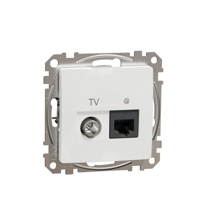 SDD111469T Datová zásuvka RJ45 kat.6 UTP+TV individuální, Bílá, Schneider electric