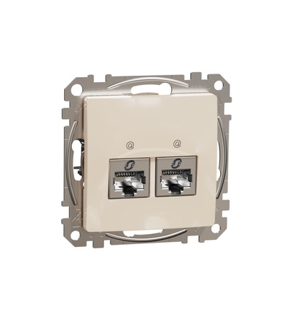 SDD112467S Datová zásuvka 2xRJ45 kat. 6A STP, Béžová, Schneider electric