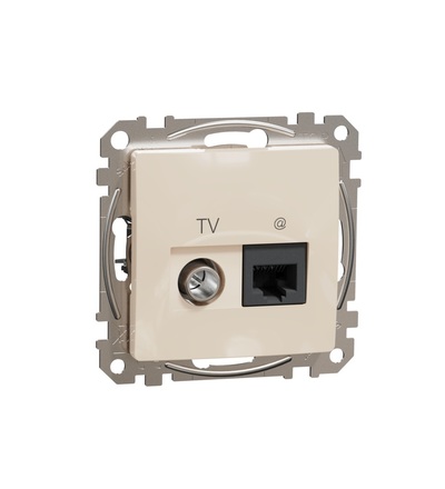 SDD112469T Datová zásuvka RJ45 kat.6 UTP+TV individuální, Béžová, Schneider electric