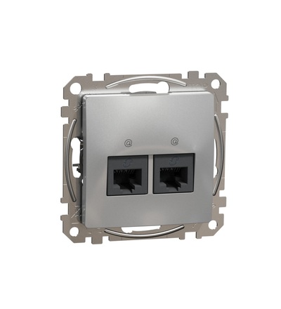 SDD113462 Datová zásuvka 2xRJ45 kat. 6 UTP, Aluminium, Schneider electric