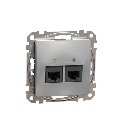 SDD113467 Datová zásuvka 2xRJ45 kat. 6A UTP, Aluminium, Schneider electric