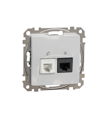 SDD113468 Datová zásuvka RJ45 kat.6 UTP + telefonní RJ11, Aluminium, Schneider electric