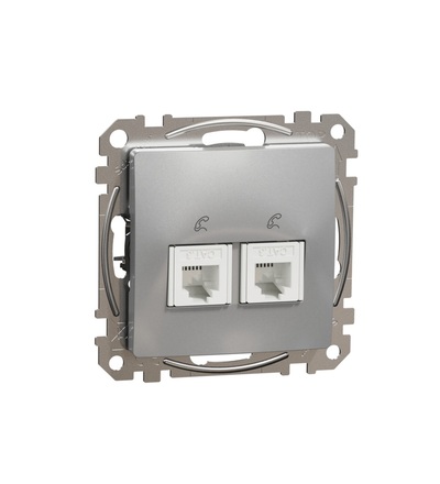 SDD113492 Telefonní zásuvka 2xRJ11, Aluminium, Schneider electric