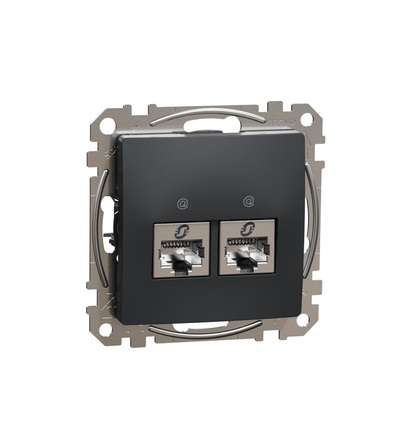 SDD114462S Datová zásuvka 2xRJ45 kat. 6 STP, Antracit, Schneider electric