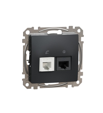 SDD114468 Datová zásuvka RJ45 kat.6 UTP + telefonní RJ11, Antracit, Schneider electric