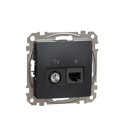 SDD114469T Datová zásuvka RJ45 kat.6 UTP+TV individuální, Antracit, Schneider electric