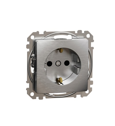 SDD170021 Zásuvka 230V 16A SCHUKO, Leštěný Hliník, Schneider electric
