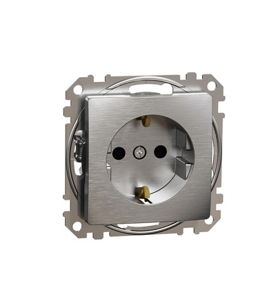 SDD170022 Zásuvka 230V 16A SCHUKO, Leštěný Hliník, Schneider electric