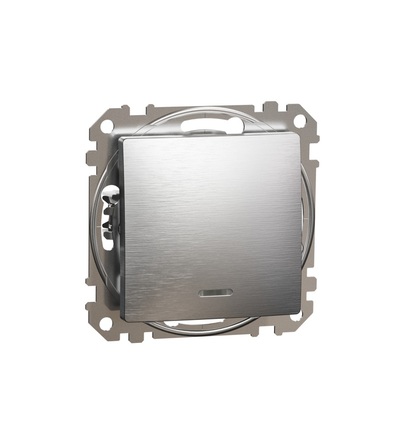 SDD170101L Spínač jednopólový ř.1 orientační kontrolka, Leštěný Hliník, Schneider electric