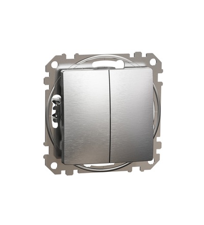 SDD170118 Tlačítko dvojité 1/0+1/0, Leštěný Hliník, Schneider electric